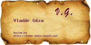Vladár Géza névjegykártya